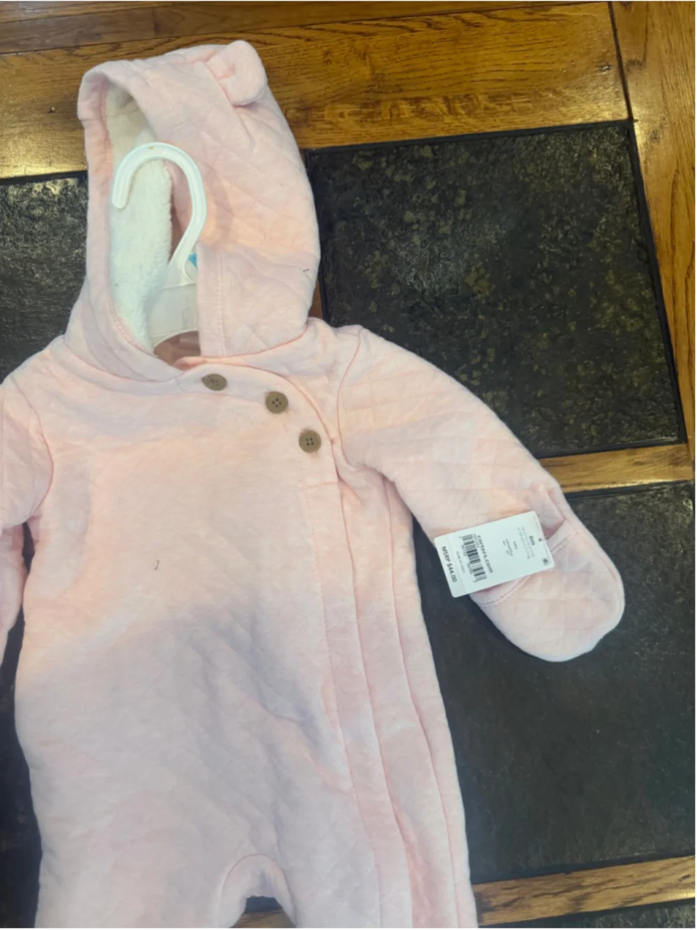 Baby Girl Carter's Quilted Hooded Footie Pajamas Pink 6 Months
